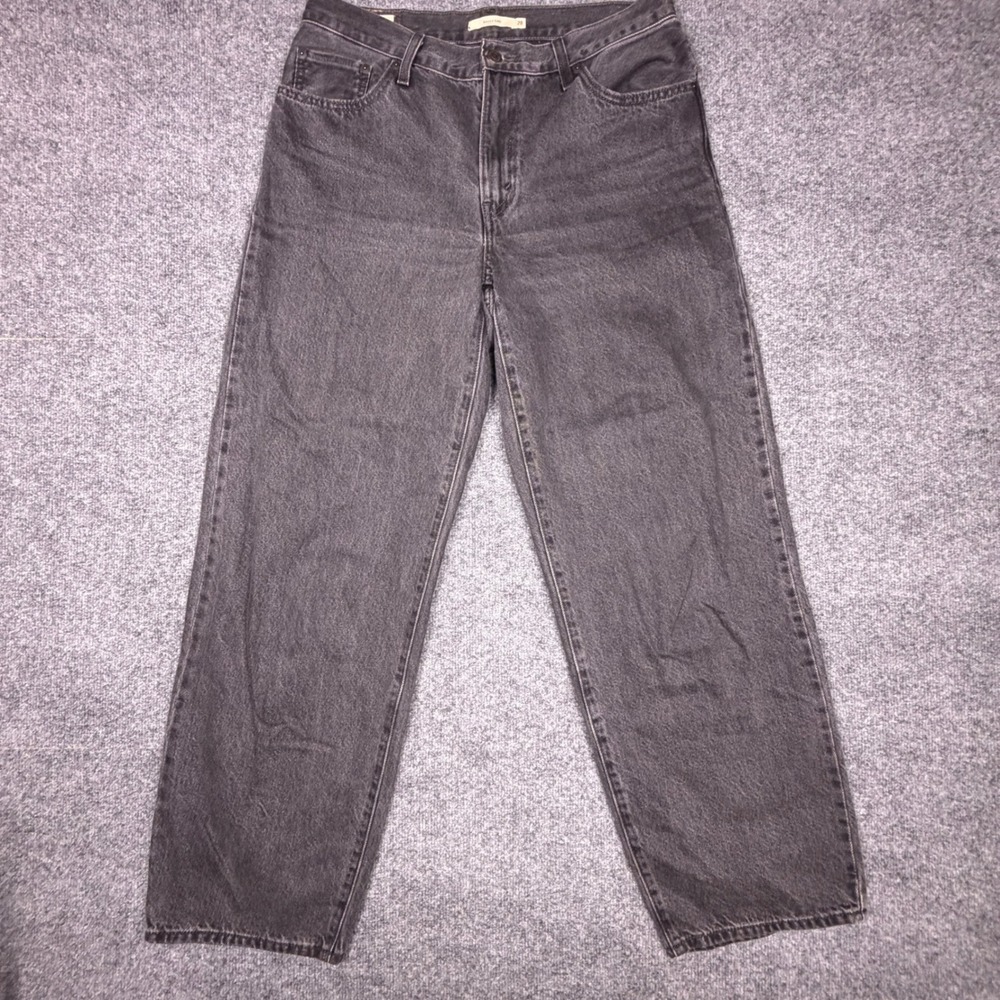 Levis Premium Dad Jeans Womens 29 Washed Black Gray High Rise Straight Leg Denim